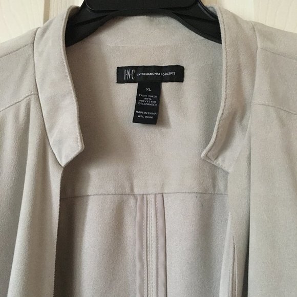 INC INT'L Putty Faux Suede Drape Front Jacket XL - Picture 4 of 5